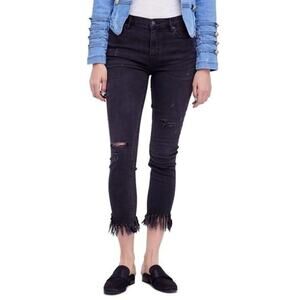 Free People Great‎ Heights Frayed Skinny Jeans Black Size 31